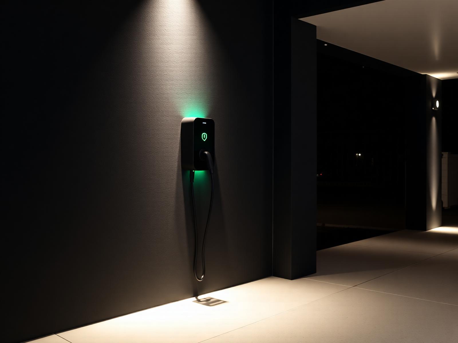 EV charger mounted in a residential garage